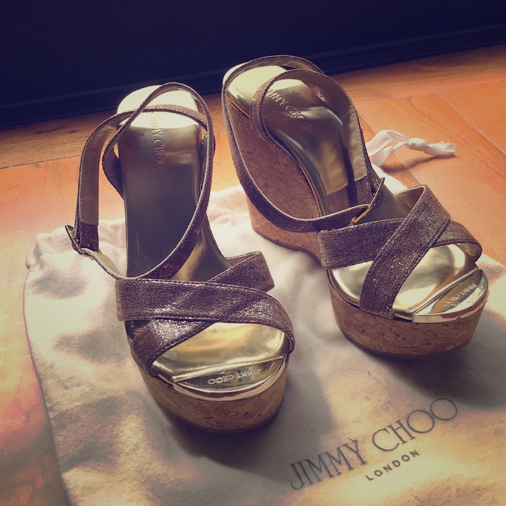 Jimmy Choo Platform Wedge Sandals Size 36.5